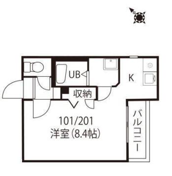 リブレアタウン井尻C棟(1K/1階)の間取り写真