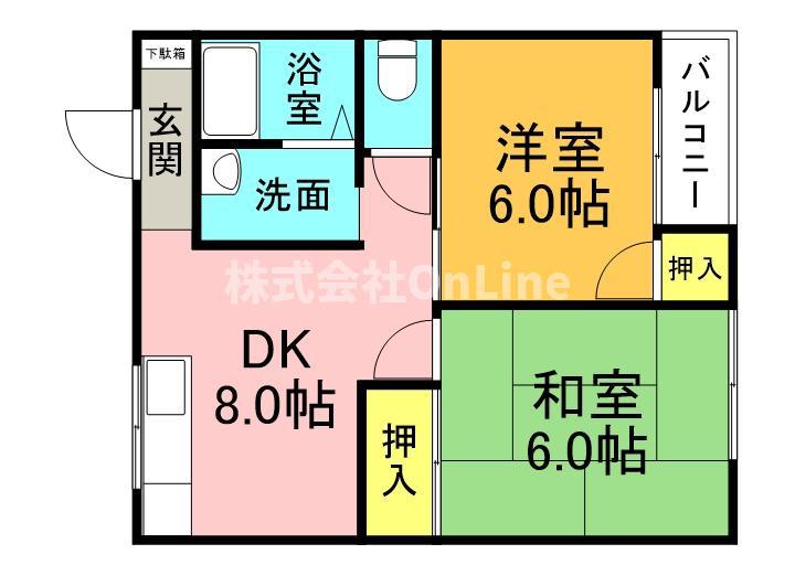 Bビレッジ(2DK/4階)の間取り写真
