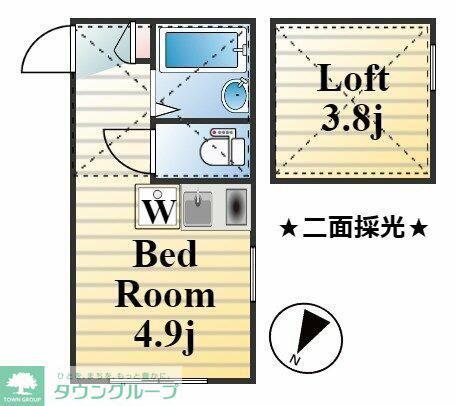 ヴィハージュ大口(ワンルーム/1階)の間取り写真