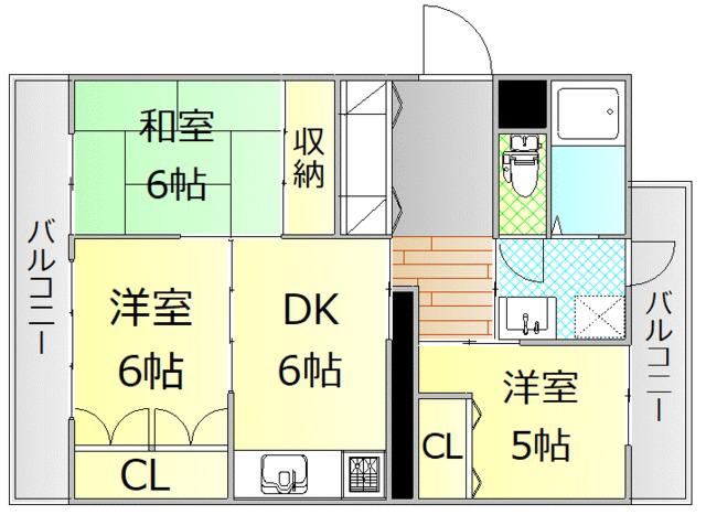 メゾン富士岡(3DK/3階)の間取り写真