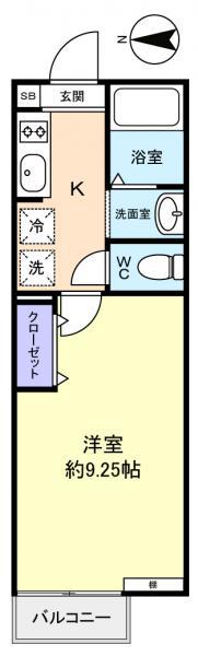 アスピア(1K/2階)の間取り写真