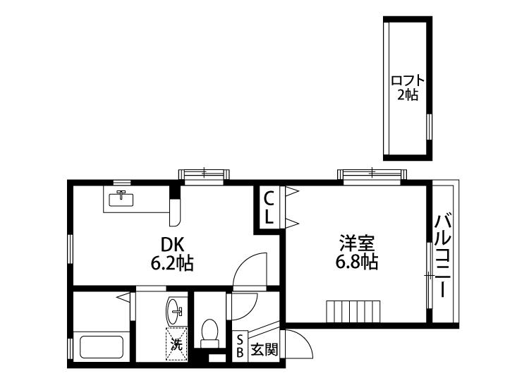 PODIUM UN(1DK/1階)の間取り写真