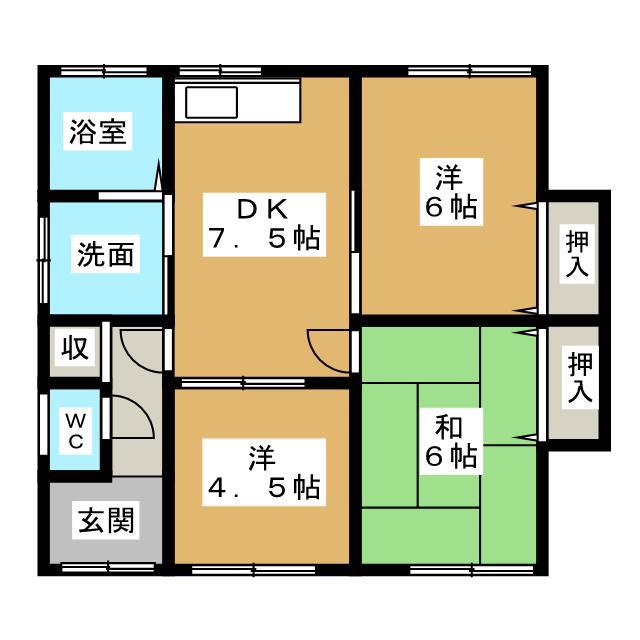 コーポ藤木B(3DK/1階)の間取り写真