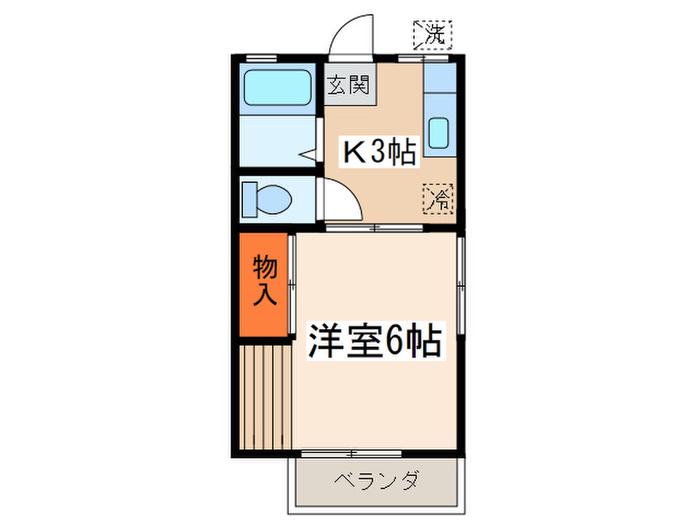 白梅荘B(1K/2階)の間取り写真
