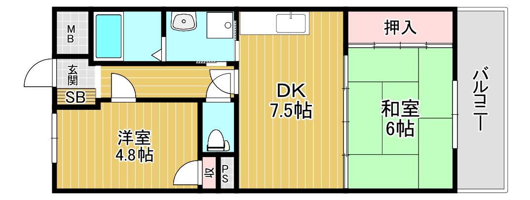 ふぁみゆ筒井(2DK/7階)の間取り写真