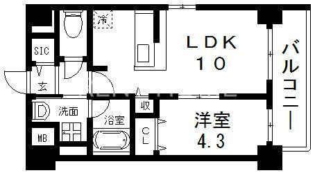グランパシフィック田島LUXE(1LDK/1階)の間取り写真
