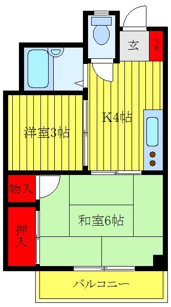 峰正ビル(2K/3階)の間取り写真