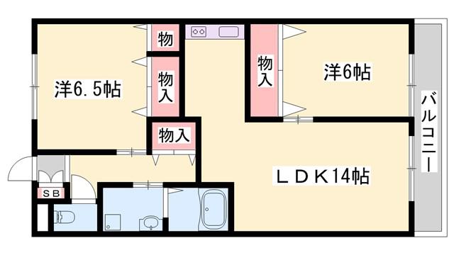 レトワブール(2LDK/2階)の間取り写真