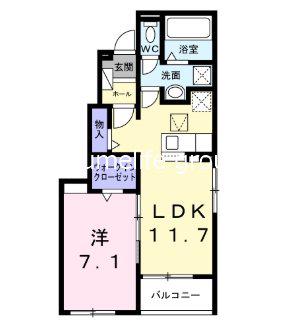 プラシード(1LDK/1階)の間取り写真