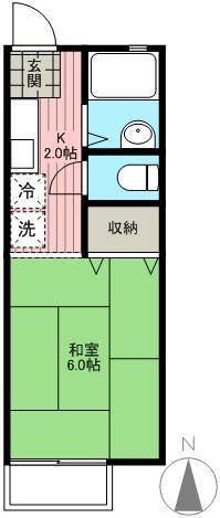 ハイツチェリー(1K/2階)の間取り写真
