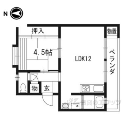 京都ハウス(1LDK/2階)の間取り写真