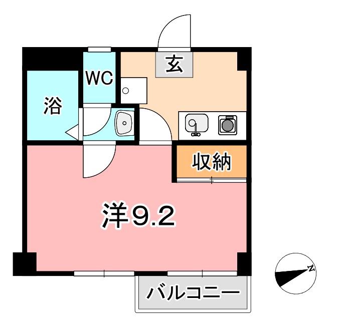 TAKEYARIハイツ(1K/3階)の間取り写真