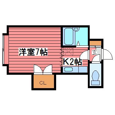 パステル月寒東A(1K/2階)の間取り写真