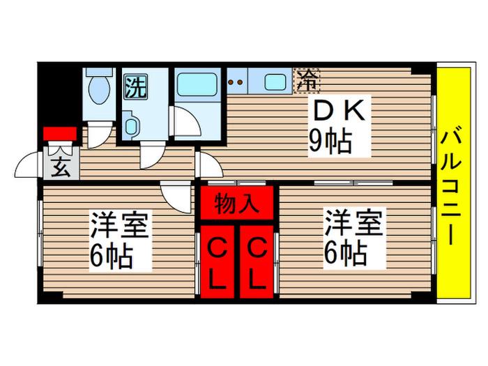 ネクサス村上(2DK/2階)の間取り写真
