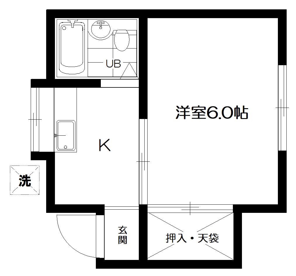 ハイデンス(1K/2階)の間取り写真