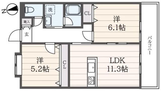 サンモール給田(2LDK/1階)の間取り写真