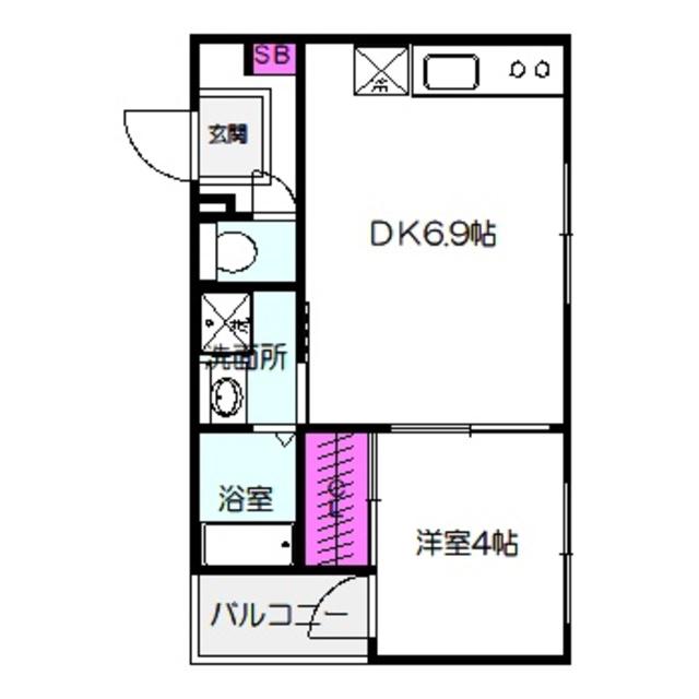 グリュック清水(1DK/2階)の間取り写真