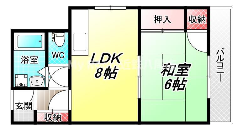 東本町マンション(1LDK/3階)の間取り写真
