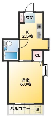 エスフラット1(1K/2階)の間取り写真