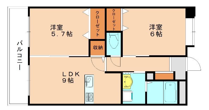 プリンセスティアラ(2LDK/2階)の間取り写真