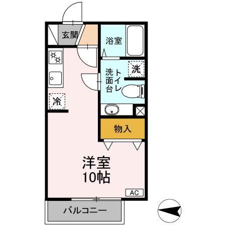 スマイル23(ワンルーム/2階)の間取り写真