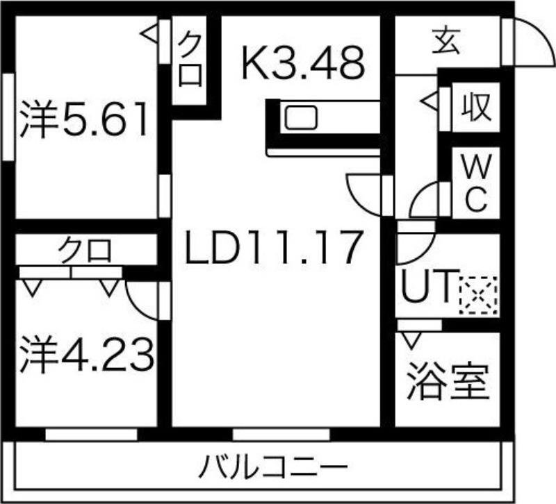 ヴォーネン幌西(2LDK/3階)の間取り写真