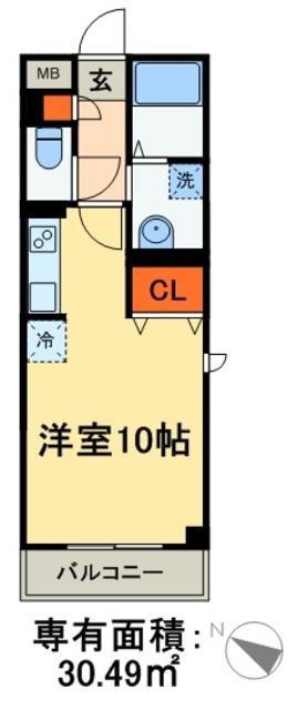 ソリエガーデン(ワンルーム/3階)の間取り写真