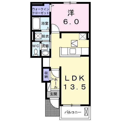 シャンドフルールIII(1LDK/1階)の間取り写真