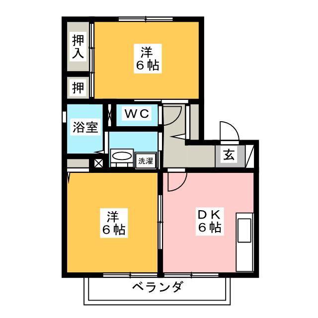 パークサイド中矢部(2DK/2階)の間取り写真