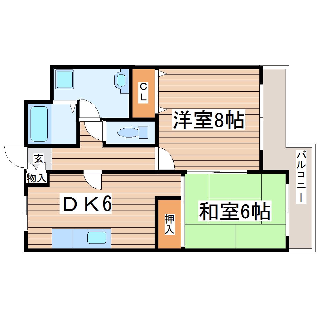 セルブランS(2DK/3階)の間取り写真