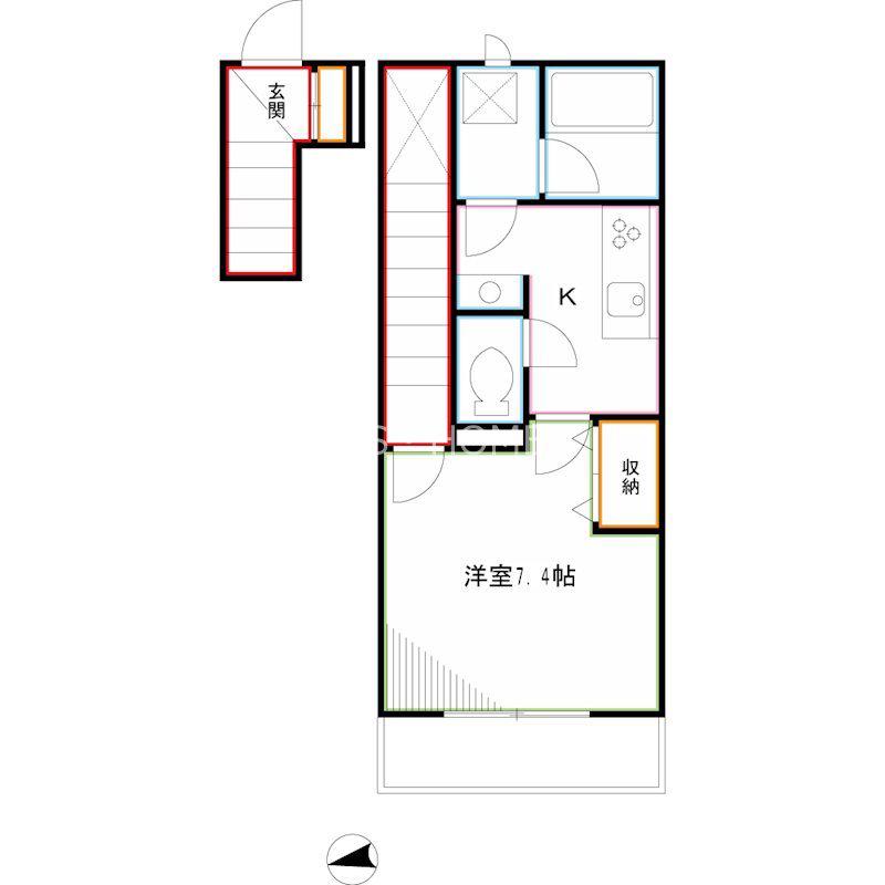 富士見ハイム(1K/2階)の間取り写真