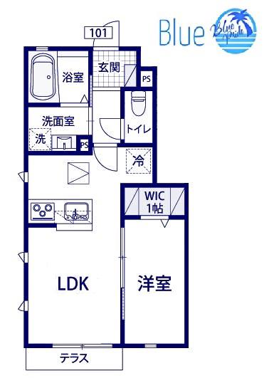 アルカディア(1LDK/1階)の間取り写真