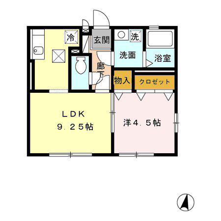 ヴィオラ楠橋(1LDK/1階)の間取り写真