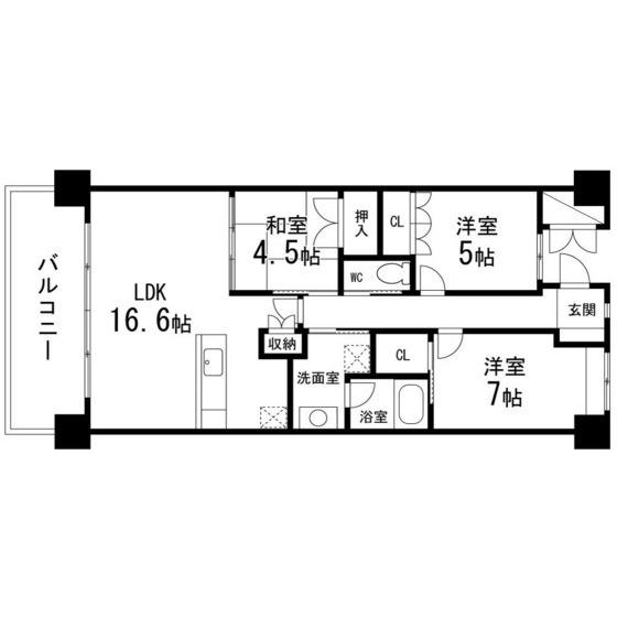 仙台中山ヒルズ(3LDK/3階)の間取り写真