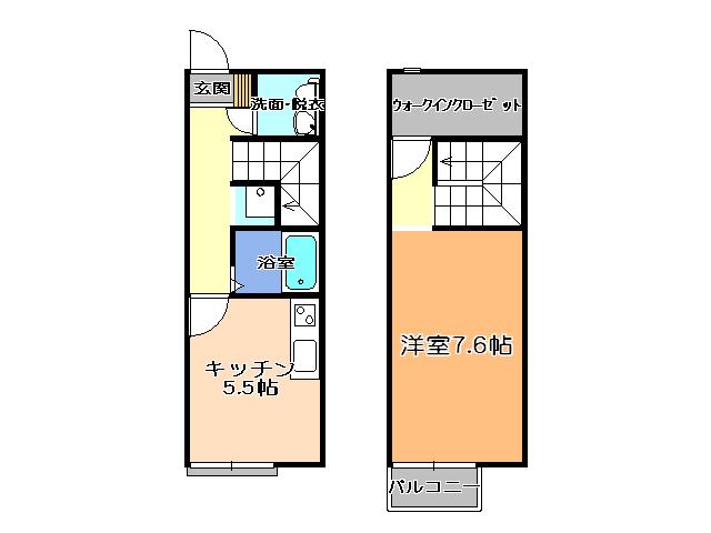 カームテクノ(1DK/1階)の間取り写真