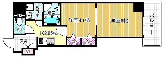 レジュールアッシュ梅田AXIA(1SK/13階)の間取り写真