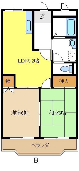 ファミールはらたII(2LDK/1階)の間取り写真