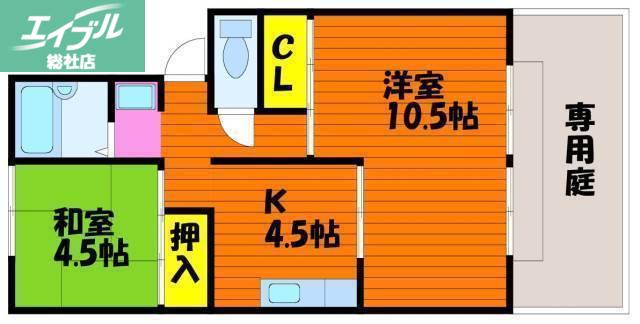 プレジール小(2DK/2階)の間取り写真
