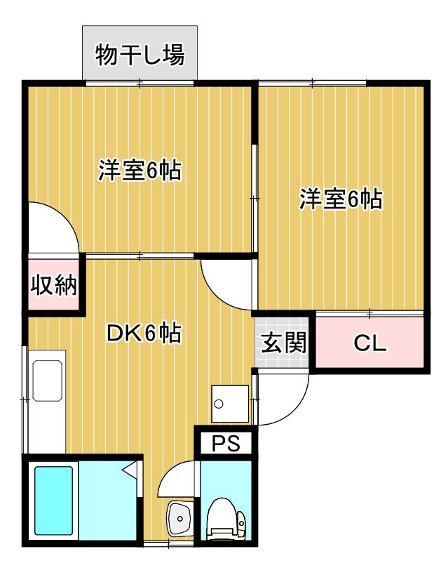 ハイツ遠藤(2DK/1階)の間取り写真