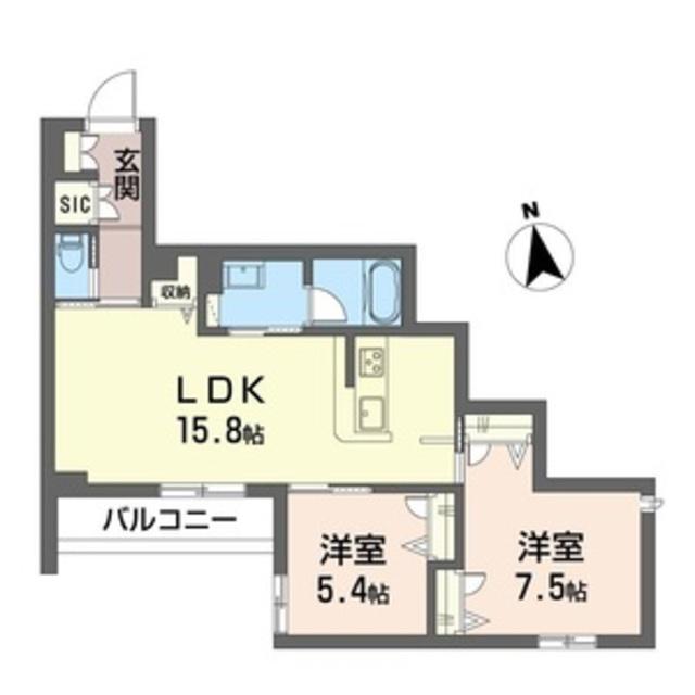 グランファミーユ登戸(2LDK/3階)の間取り写真