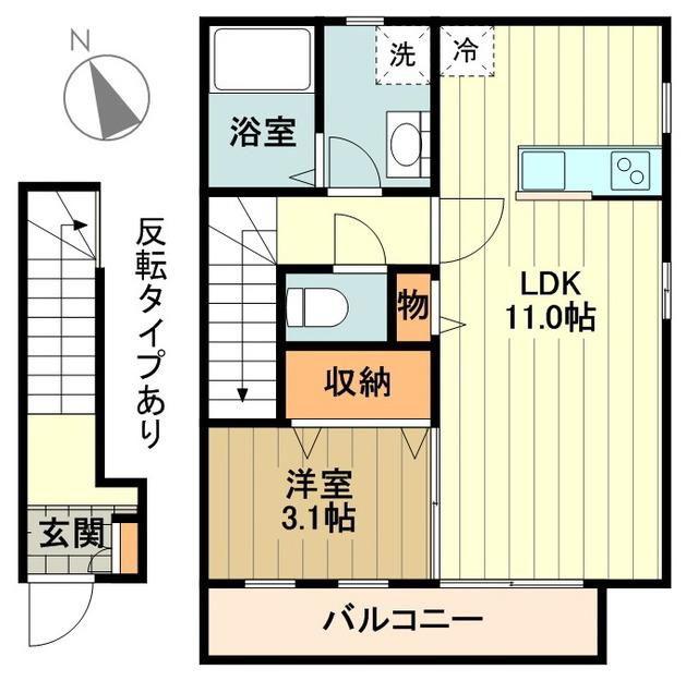 ヴィッラッジョ アクア(1LDK/2階)の間取り写真