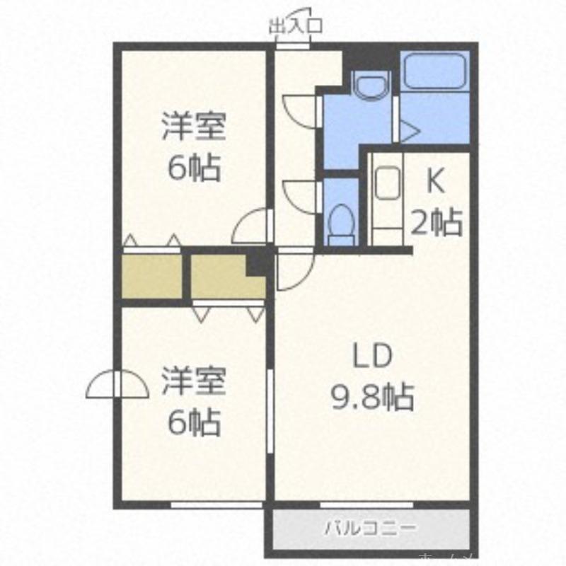 グランメール 214II(2LDK/4階)の間取り写真
