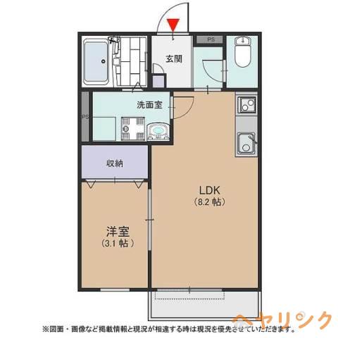 ラフィネ社台(1LDK/1階)の間取り写真