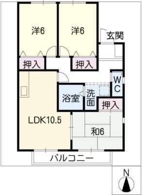 セシル禾森(3LDK/2階)の間取り写真