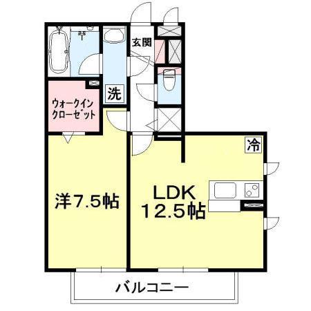 コモレビ大蔵E棟(1LDK/1階)の間取り写真