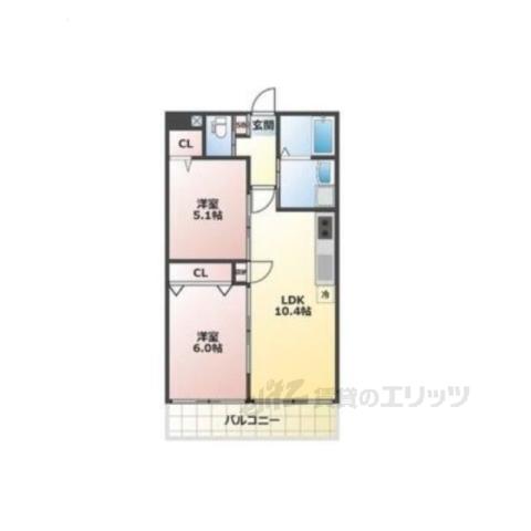 ALEGRIA郡山(2LDK/2階)の間取り写真