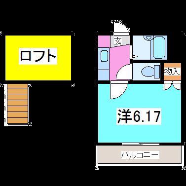 ソフィ健軍ヴィレッジIII(ワンルーム/2階)の間取り写真