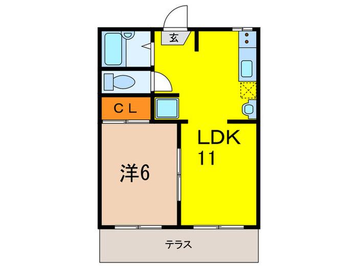 シェーネス仁川(1LDK/1階)の間取り写真