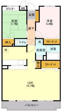 セルリア春日部B(2LDK/1階)の間取り写真