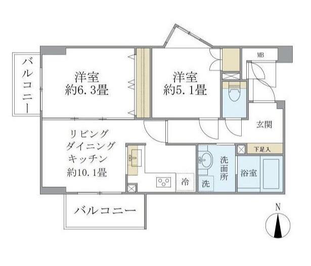 KDXレジデンス杉並方南町(2LDK/1階)の間取り写真